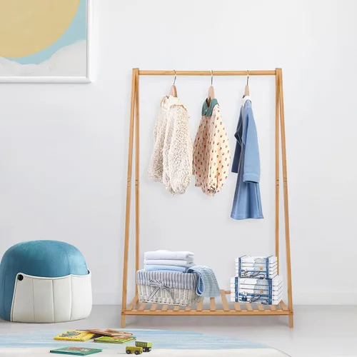 Miniatura 2 de Jotsport Perchero Pequeño para Ropa Infantil, Almacenamiento de Disfraces para Sala de Juegos, Dormitorio de Niños Pequeños, Perchero de Bambú