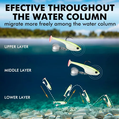 Miniatura 5 de TRUSCEND Duramax Pre-Rigged Fishing Lures with BKK Jig Hooks, 10X Tear-Resistant TPE Soft Swimbaits for Bass Striper Trout Crappie Walleye Grouper