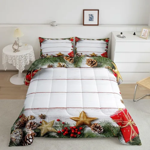 Miniatura 29 de Juego de edredón de Navidad de dibujos animados para niños, tamaño individual, juego de ropa de cama Kawaii de Papá Noel, pingüino, ciervo