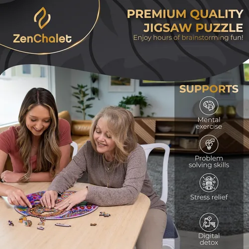 Miniatura 6 de ZenChalet - Rompecabezas de 200 piezas de flores Yin Yang para adultos - Rompecabezas de madera premium para adultos, sorprende a tus amigos