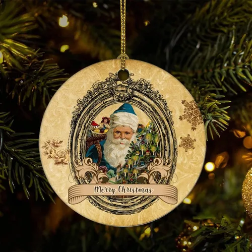 Adornos de recuerdo de Navidad retro con temática de Navidad, adornos de cerámica, adornos vintage para colgar en el árbol de Navidad, decoraciones