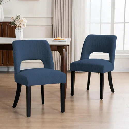Miniatura 13 de VKNOW Juego de 2 sillas de comedor de madera, silla de comedor tapizada en tela moderna, silla de cocina, silla de cena de granja para cocina y Verde
