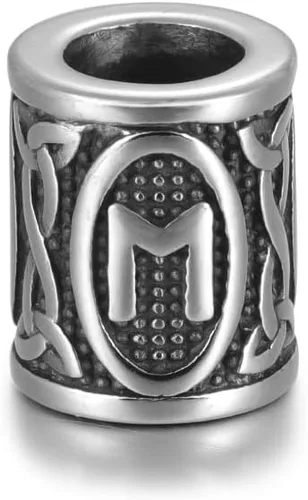 Miniatura 6 de 5 cuentas vikingas de acero inoxidable, cuentas espaciadoras de metal, cuentas espaciadoras de agujero grande, cuentas de tubo de plata antigua