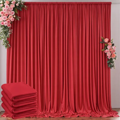 Miniatura 117 de Cortinas de telón de fondo blanco de 30 pies x 8 pies para fiestas de boda, 6 paneles de 5 pies x 8 pies, cortinas de fotografía de poliéster sin