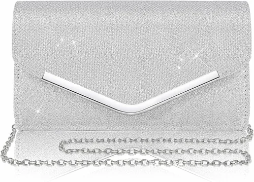 Miniatura 19 de Bolso de mano Larcenciel para mujer, bolso de lentejuelas brillante con cadena, bolso de noche con destellos para fiestas y graduaciones