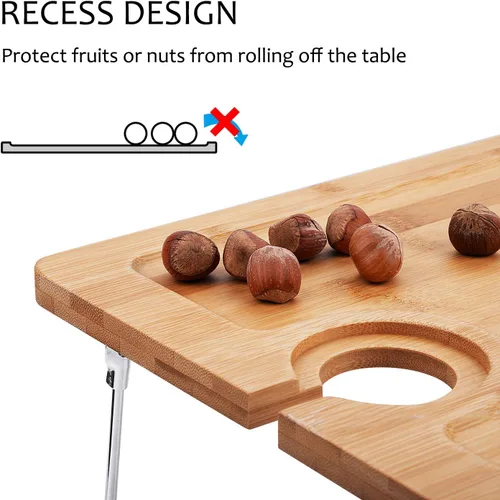 Miniatura 8 de Tirrinia Mesa Portátil de Picnic para Vino, Regalo de Vino Ideal para Mujeres y Hombres, Pequeña Mesa Plegable para Picnic al Aire Libre y Bandeja