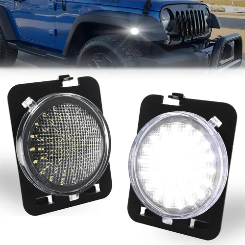 Miniatura 13 de Luces LED secuenciales de marcador lateral para guardabarros delanteros para J-e-e-p Wrangler JK 2007-2019, lámparas de marcador de parachoques
