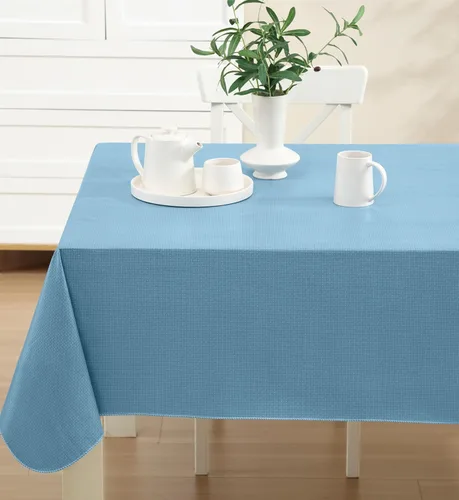 Miniatura 5 de Newbridge Basketweave - Mantel con parte trasera de franela de vinilo de color sólido, aspecto texturizado de tejido de cesta, mantel impermeable