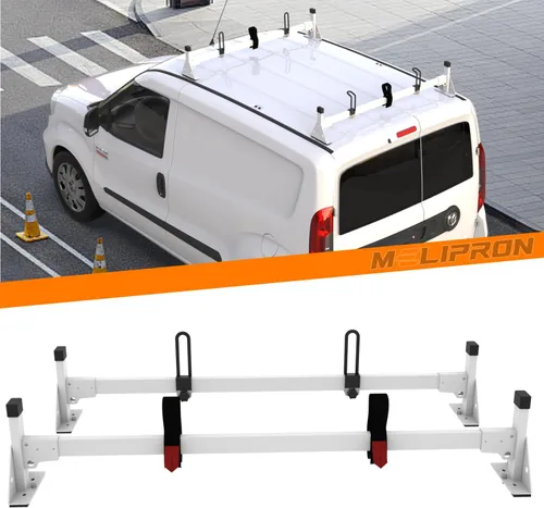 MELIPRON - Baca de techo para carga de acero para furgoneta, compatible con RAM ProMaster 2013-2023, 2 barras, color blanco