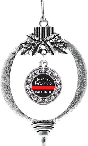 Miniatura 186 de Inspired Silver - Bonita bandera estadounidense - Adorno de Navidad plateado - Adorno de árbol de Navidad con dije circular con circonita cúbica