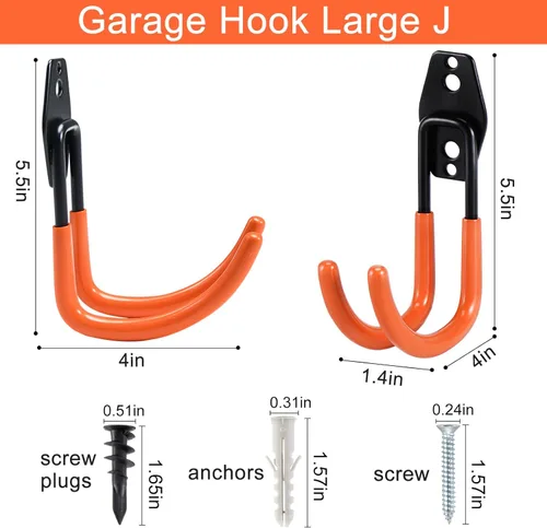 Miniatura 2 de AOBEN Ganchos de garaje resistentes, ganchos de almacenamiento de acero para garaje, perchas para herramientas y montaje de pared combinable