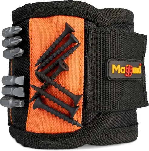 Pulsera magnética, los imanes súper fuertes sostienen tornillos, clavos, brocas, un muñequera con imán de bricolaje negra, un gran regalo único para