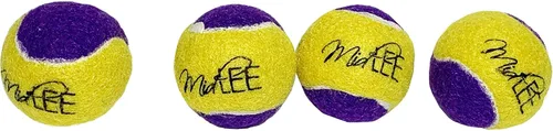 Miniatura 4 de Midlee Squeaky Mini pelota de tenis para perros de 1.5 pulgadas, paquete de 12 (amarillo/morado)