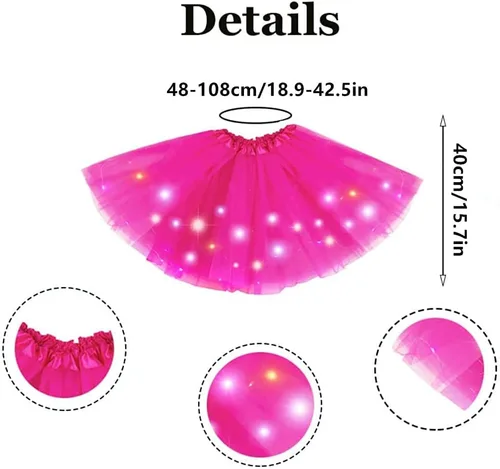 Miniatura 2 de Faldas de tutú LED para mujer, falda de tul con capas para baile de ballet, faldas iluminadas para disfraz de fiesta