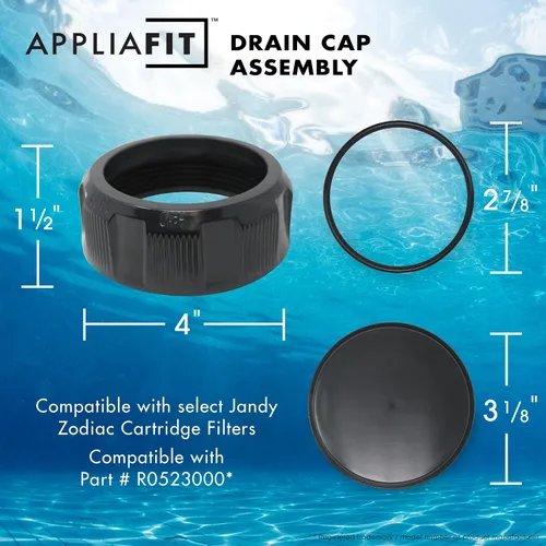 Miniatura 2 de AppliaFit Conjunto de tapa de drenaje de filtro compatible con Jandy Zodiac R0523000 para filtros seleccionados de piscina y spa y cartuchos
