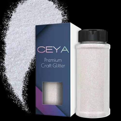 Miniatura 44 de Ceya Purpurina en polvo ultrafina de 3.8 onzas / 3.88 oz con purpurina blanca perla, 1/128 pulgadas, 0.008 pulgadas, 0.008 in para slime, resina