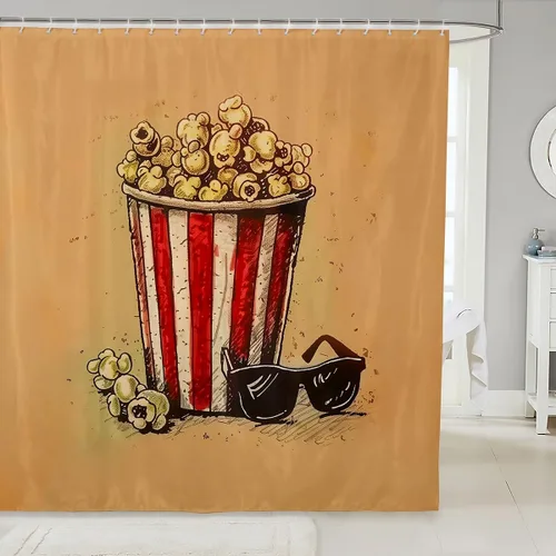 Miniatura 13 de Homewish Cortina de ducha con música de piano, notas musicales, tela impermeable de secado rápido, para niños, niñas, niños, adolescentes, retro
