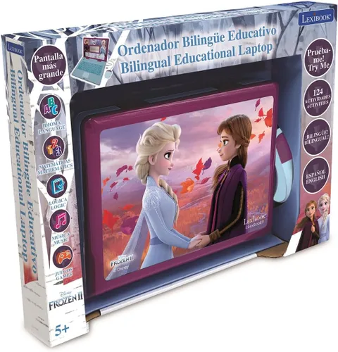 Miniatura 4 de LEXiBOOK Disney Frozen 2 - Laptop Educativo y Bilingüe Español/Inglés - Juguetes para Niñas con 124 Actividades para Aprender, Jugar Juegos y Música
