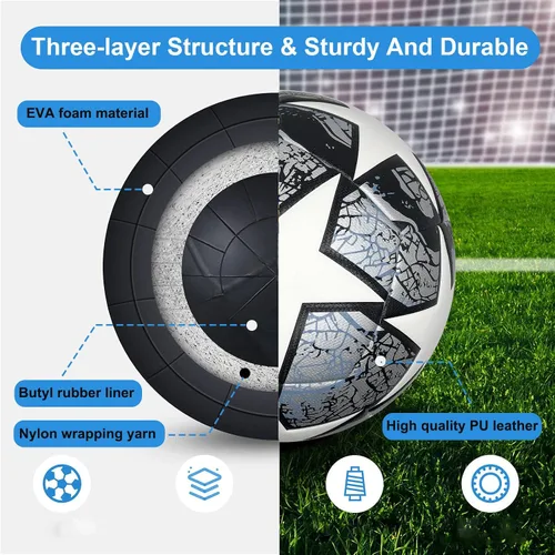 Miniatura 2 de Soccer Ball Size 5,Waterproof PU Leather,Official Match Ball
