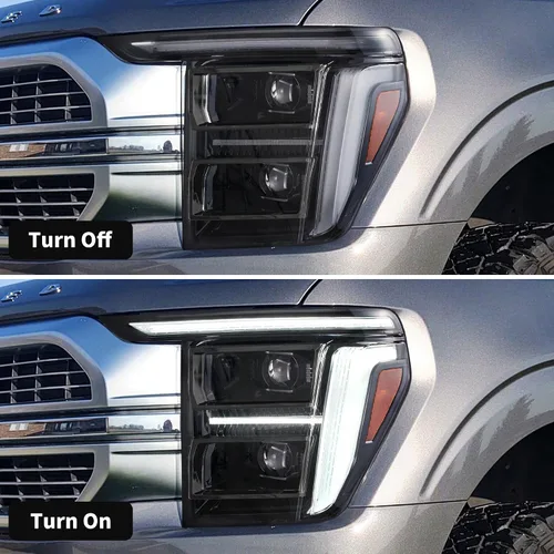 Miniatura 6 de VLAND - Faros delanteros LED para Ford F150 2021-2023 [solo apto para F-150 con luz halógena/xenón OEM], DRL amarillo o blanco, no para Raptor