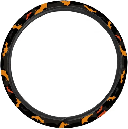 Miniatura 2 de Funda de volante de 15 pulgadas, naranja, para automóvil - Fundas de volante de auto de Batimóvil, accesorios de Halloween, de neopreno, Murciélago