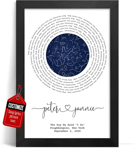 Miniatura 25 de VICILO Póster personalizado con letras de canciones, lienzo para decoración de pared, acordes de canción perfecta, regalo de aniversario de un año