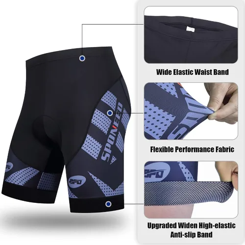 Miniatura 8 de sponeed Pantalones cortos de ciclismo para hombre, pantalones acolchados para ciclismo, ropa de ciclismo