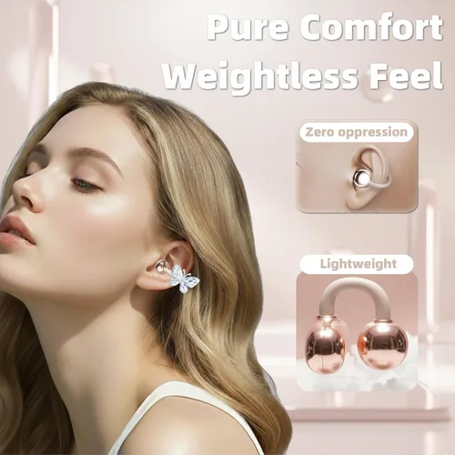 Miniatura 4 de Auriculares con clip, auriculares de oreja abierta, auriculares inalámbricos Bluetooth con clip, auriculares para mujeres, aretes de joyería