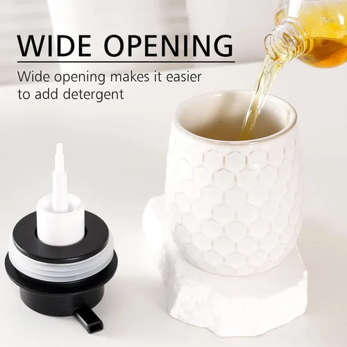 Miniatura 3 de Dispensador de jabón espumoso, dispensador de jabón de manos de espuma de cerámica de 12 onzas con diseño de panal para cocina o baño, dispensador