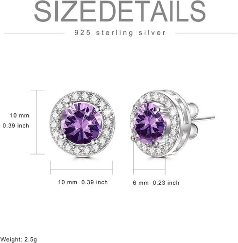 Miniatura 5 de AOBOCO - Aretes redondos tipo dormilona de plata de ley, adornados con cristales de Swarovski, hipoalergénicos para mujeres ideales