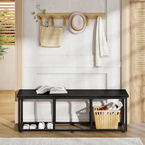 Miniatura 8 de HOOBRO Banco de comedor, banco de mesa de comedor de 47.2 pulgadas, banco de cocina de estilo industrial, marco de acero, fácil de montar