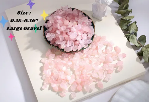 Miniatura 3 de Grava de cristal de cuarzo rosa, piedras trituradas, piedras curativas a granel, piedras naturales pulidas, decoración del hogar, guijarros pequeños