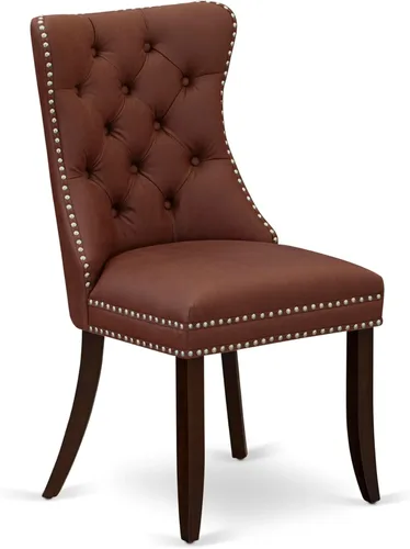 Miniatura 5 de East West Furniture DAP3F26 Dallas Parson - Juego de 2 sillas de comedor tapizadas de tela de poliéster color burdeos con botones copetudos