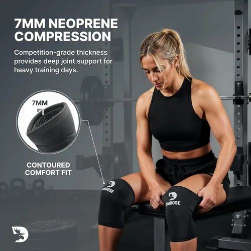 Miniatura 6 de DMoose Fitness Rodilleras para levantamiento de pesas (par) rodilleras de 78 pulgadas para apoyo articular, sentadillas y levantamiento de potencia