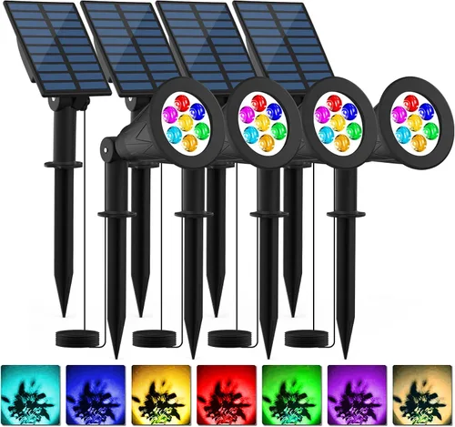 Miniatura 10 de T-SUNUS - Luces solares azules para exteriores de Navidad, 2 modos de focos de jardín impermeables IP65, encendido/apagado automático, foco