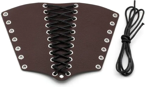 Miniatura 16 de MILAKOO 2 unids hombre negro cuero ancho guantelete pulsera de sujeción brazo armadura brazalete ajustable