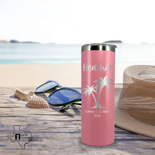 Miniatura 2 de Vaso de vacaciones personalizado de 20 onzas, vaso con tapa y pajilla, vasos de vacaciones familiares, vaso de vacaciones en la playa, regalo