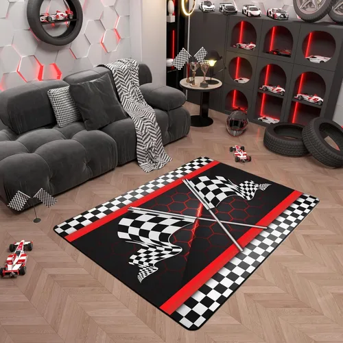 Miniatura 28 de Alfombra de Juego de Autos de Carreras para Niños, Alfombras de Juego para Niños, Alfombra de Sala de Juegos para Niños con Respaldo de Goma
