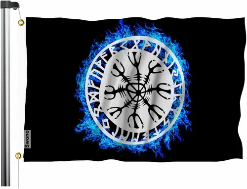 Miniatura 7 de Bandera Pirata de Swono - Mapa del Tesoro Mar de Coral Brújula Calavera para Jardín Interior y Exterior, Hogar, Granja, Bandera en Pie 3x5 pies