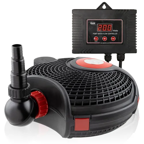 Alpine Corporation PUR5400C Eco-Sphere 5400 GPH Bomba de estanque con controlador y cable de 33 pies, ahorro de energía, negro/rojo