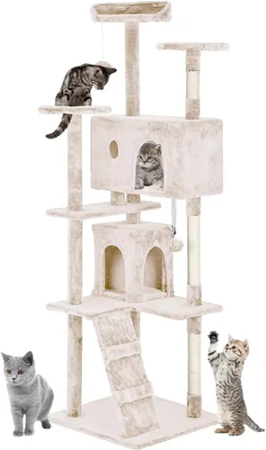Miniatura 16 de PayLessHere Árbol para Gatos de 54 Pulgadas Torre para Gatos con Poste Rascador para Gatos, Soporte de Condominio para Gatos de Múltiples Niveles