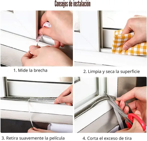 Miniatura 6 de Tira de 10 metros de burlete autoadhesivo gris para puertas y ventanas, de 0.9 cm de ancho x 0.5 cm de grosor, para insonorización