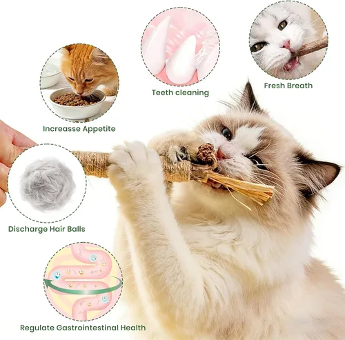 Miniatura 3 de Silvervine - Varillas para gatos y gatos, juguete de cuerda masticable para cuidado dental, limpieza de dientes y alivio de ansiedad, juguetes