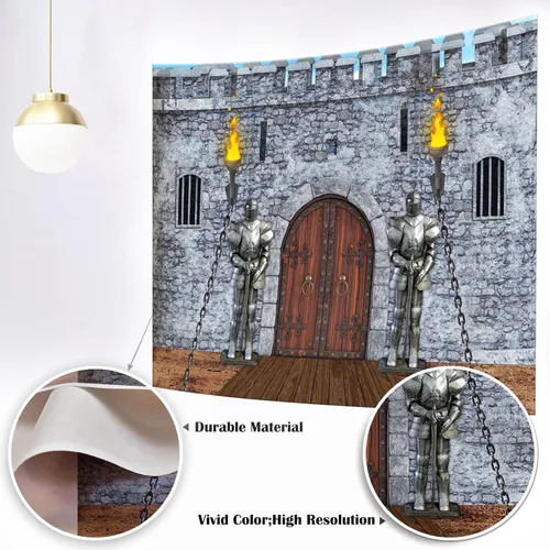 Miniatura 2 de Mocsicka Telón de fondo medieval para fiesta de caballero, castillo gótico, fondo de pared de piedra gris, decoración de fiesta de caballero