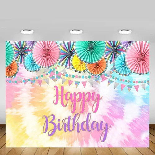 Miniatura 5 de MEHOFOND Telón de fondo de fotos de cumpleaños con diseño de teñido anudado, decoración de fiesta mexicana para niñas, decoración de fiesta