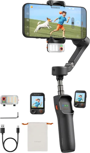Hohem iSteady V3 Ultra - Estabilizador de cardán para iPhone, rastreador de IA con luz, control remoto de pantalla táctil a todo color de 1.22