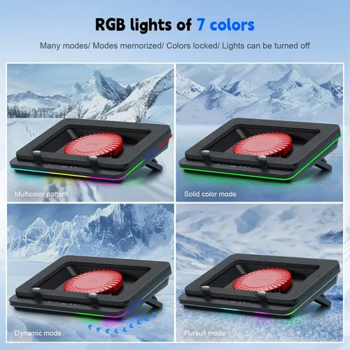 Miniatura 4 de IETS Almohadilla de refrigeración para laptop GT600 RGB equipada con turboventilador gigante (5.5 pulgadas de diámetro), espuma sellada para V2
