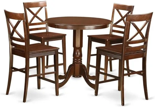 Miniatura 11 de East West Furniture JAQU3-BLK-W - Juego de mesa de comedor de 3 piezas de altura para mostrador de cocina contiene una mesa redonda de madera