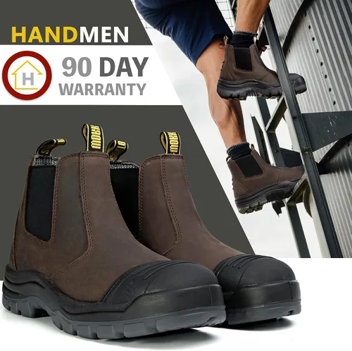 Miniatura 8 de Botas de trabajo para hombre, con puntera de acero/suave, impermeables, antideslizantes, de puesta fácil, zapatos de seguridad disipativas estáticas