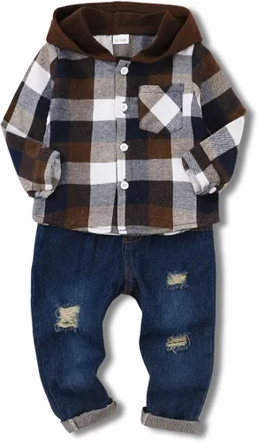 Miniatura 39 de Renotemy Ropa de bebé para niño, trajes de mezclilla, sudadera con capucha para bebés, pantalones de mezclilla, ropa para niños pequeños